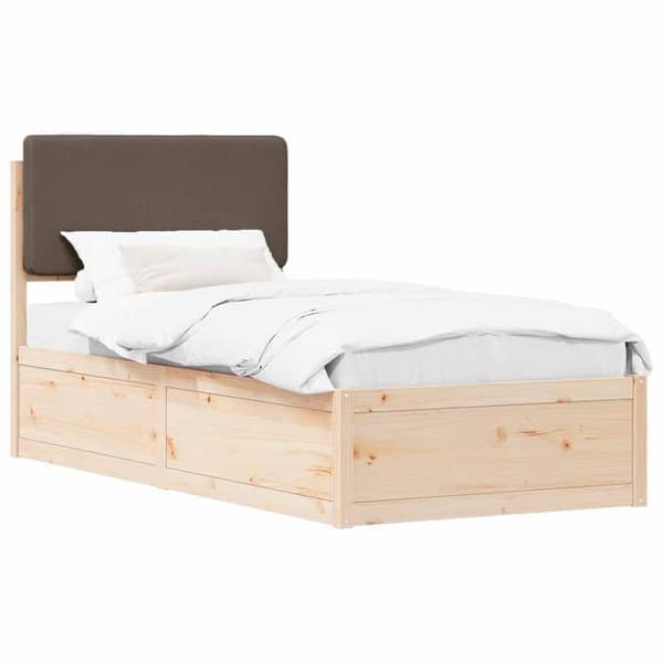 Maison Exclusive - Vuodekehys pehmustetulla päädyllä, taupe 75 x 190 cm Mol