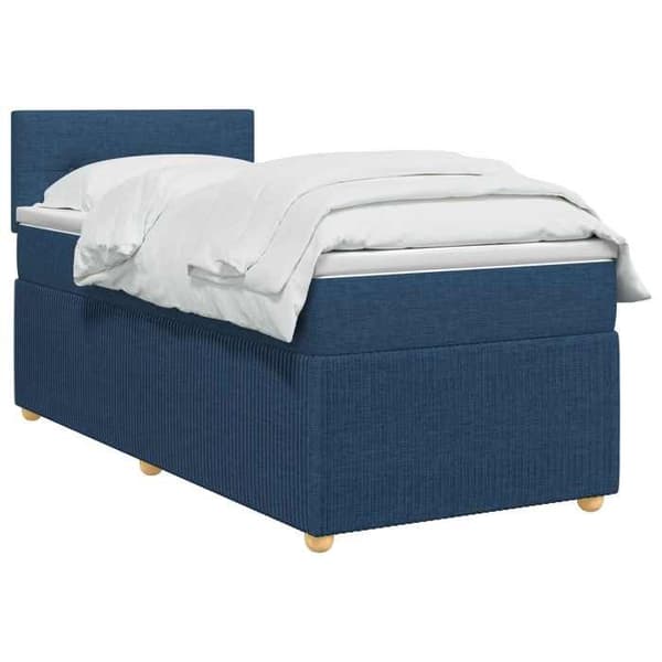Maison Exclusive - Boxspring säng med madrass Blå 90 x 190 cm Tyg