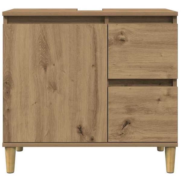 Under vasken møbel - EKSKLUSIV HUS - 65x33x60 cm - Ingeniørtræ - Fødder af massiv eucalyptus - Vendbare døre/skuffer