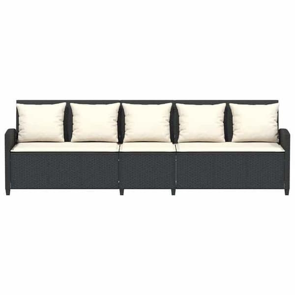 Maison Exclusive - Trädgårdsoffa med kuddar 5 platser svart flätad resin