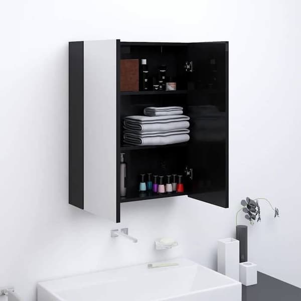 Maison Exclusive - Spejlskab til badeværelse 60x15x75 cm MDF Sort højglans