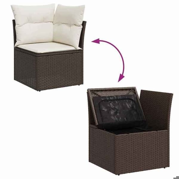 Trädgårdsmöbelset - EXKLUSIV HEM - 8 delar - Poly rattan - Brun och vit - Modulerbara sektioner Brunt och vitt