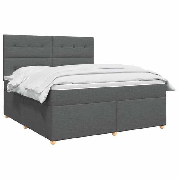 Maison Exclusive - Boxspring seng med madras Mørkegrå 140 x 200 cm Stof