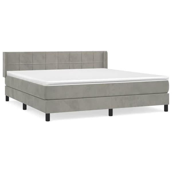 Maison Exclusive - Seng solid bund med socker og madras Grå 160x200cm Velour