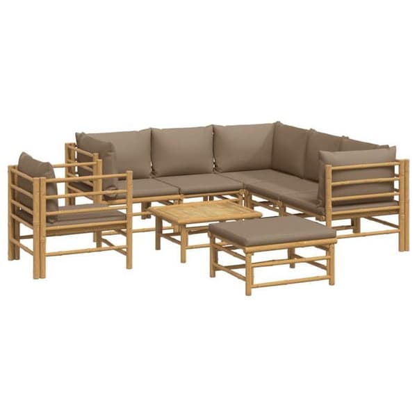 Maison Exclusive - Trädgårdsmöbler 8 delar med taupe kuddar i bambu
