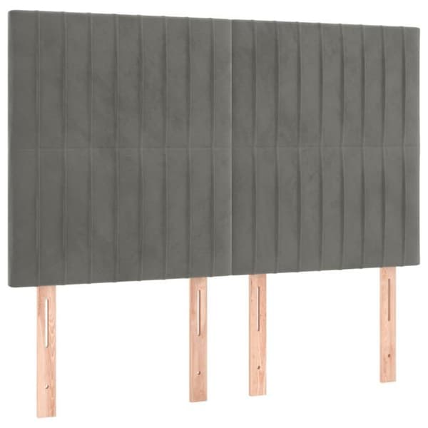 Maison Exclusive - LED Hovedgærde Lys Grå 144x5x118/128 cm Velour ljusgrått
