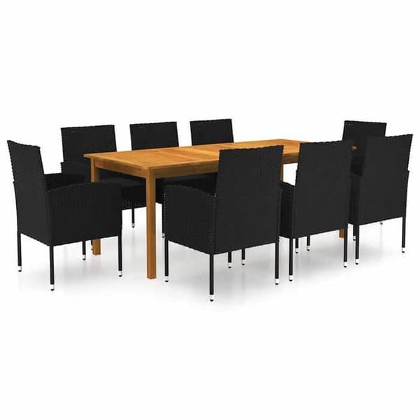 Maison Exclusive - 9 osan musta puutarhakalustesarja Svart