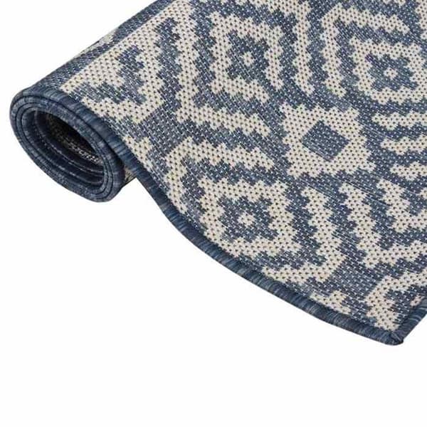Maison Exclusive - Udendørs tæppe med flad vævning 80x250 cm Blå striber Blå