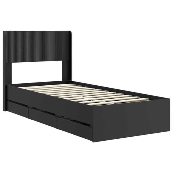 Maison Exclusive - Sengestel med opbevaring og hovedgærde Sort 100 x 200 cm Svart