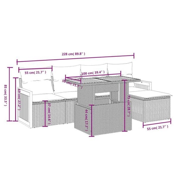 Maison Exclusive - Trädgårdsmöbler 6 delar med grå kuddar i flätad resin grå