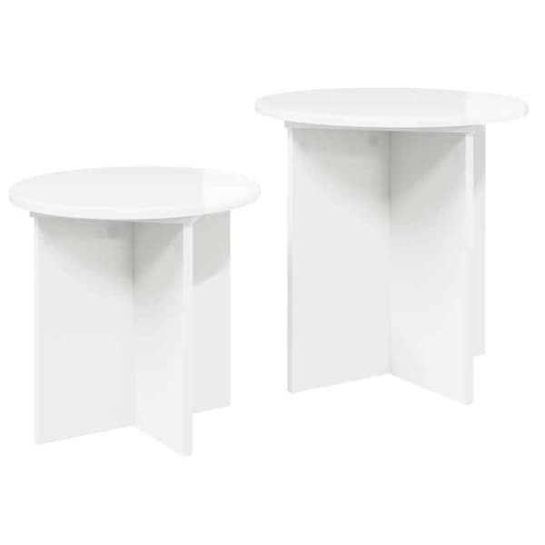 Maison Exclusive - Set med sidobord 2 st Vit blank Ø 45 x 45 cm