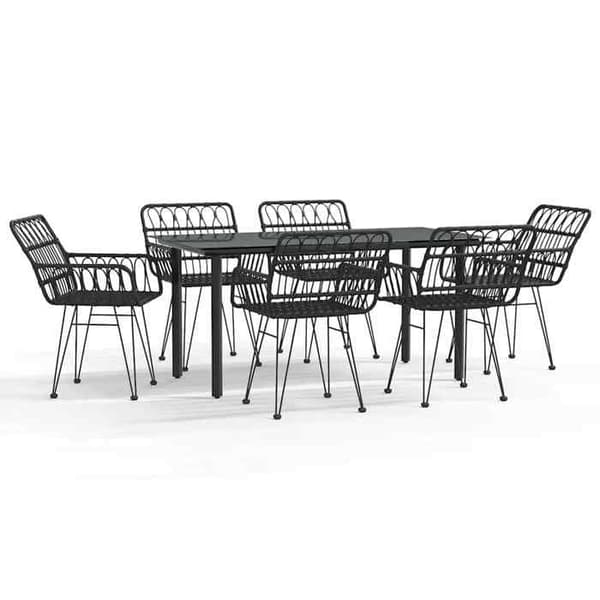 Maison Exclusive - Trädgårdsset 7 delar Svart Flätad Resin
