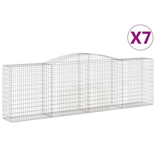 Gabionkorgar - Exklusivt Hem - 7 st - 400x50x120/140 cm - Galvaniserat järn silver-
