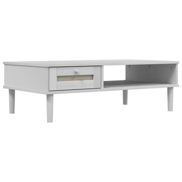 Maison Exclusive - Soffbord SENJA vit rottenglas 100x55x33 cm massivt trä Vit