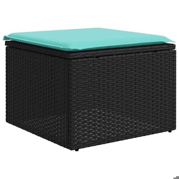 Maison Exclusive - 11-delars trädgårdsoff-set med svarta kuddar i flätad resin
