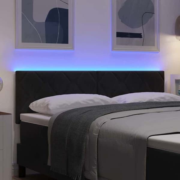 Maison Exclusive - LED Hovedgærde Sort 144 cm Velour