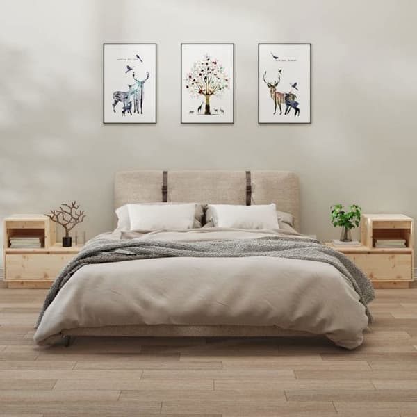 Maison Exclusive - Natborde 2 stk Grå 60x34x51 cm Solid fyrretræ Grå