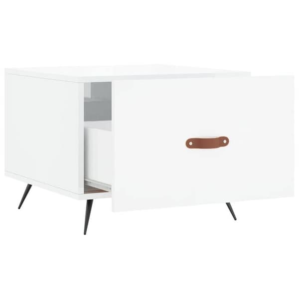 Bord - EKSKLUSIV HUS - 50x50x40 cm - Hvid glans - Skuffe - Jernben lysande vit