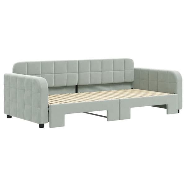Maison Exclusive - Dagbädd med utdragssäng ljusgrå 90x190 cm sammet