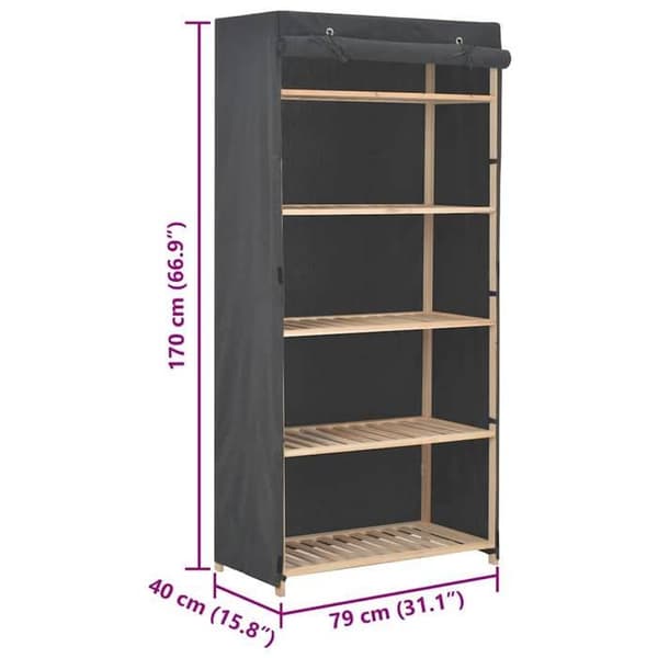 Garderobe - Eksklusiv Hus - Grå - Stof - 79 x 40 x 170 cm Grå