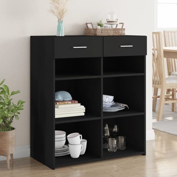 Maison Exclusive - Buffet sort 80x42,5x93 cm ingeniørtræ