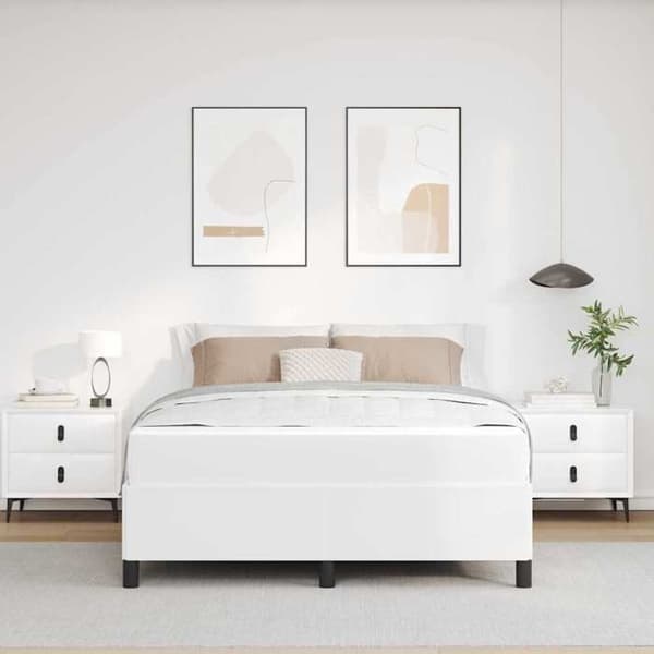 Maison Exclusive - Sängram med madrass Vit 160 x 200 cm tyg Vit