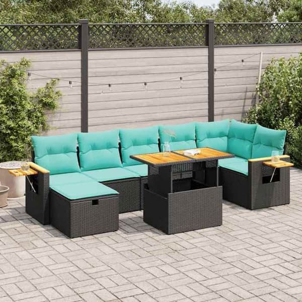 Maison Exclusive - Trädgårdsmöbler med kuddar 8 delar grå flätad resin akacia Grå