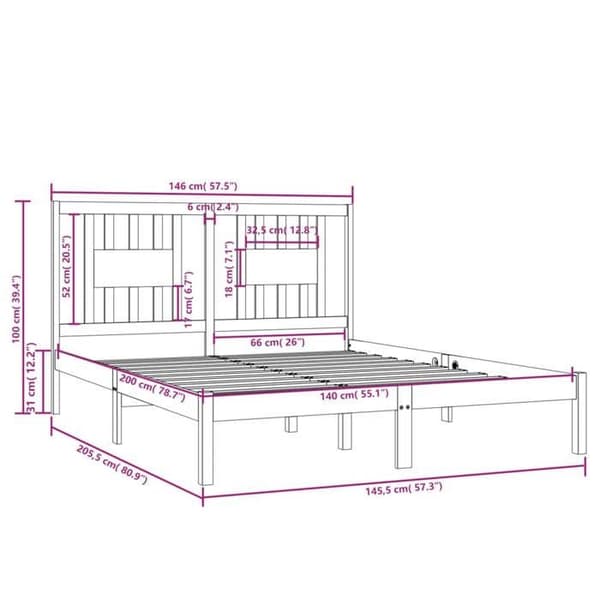 Sengestel - EKSKLUSIV HUS - 140x200 - Hvid - Massivt træ - Lamelseng Vit