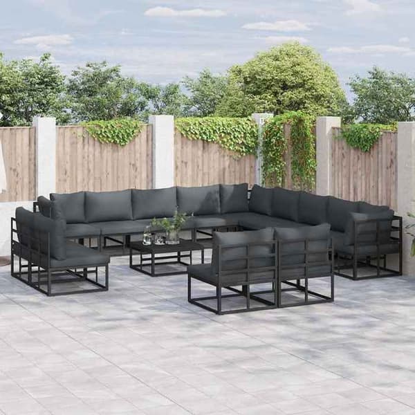 Maison Exclusive - Sæt af 14 pc have-sofaer Sort Aluminium Svart