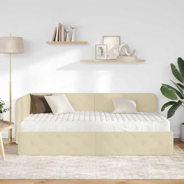 Maison Exclusive - Hörnsängram Creme 100 x 200 cm tyg Grädde