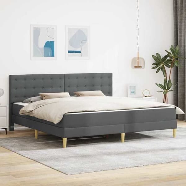 Maison Exclusive - Sängram med madrass Mörkgrå 180 x 200 cm Tyg Mörkgrå