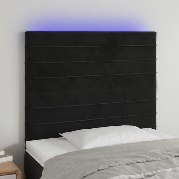 Maison Exclusive - LED Hovedgærde Sort 80x5x118/128 cm Velour svart