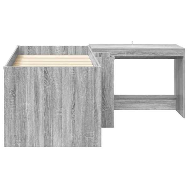 Maison Exclusive - Hög säng för barn med skrivbord 2 st Sonoma grå