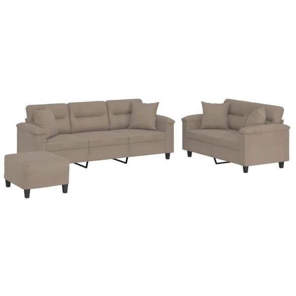 Maison Exclusive - Sæt af 3 sofaer med puder Taupe Mikrofiberstof