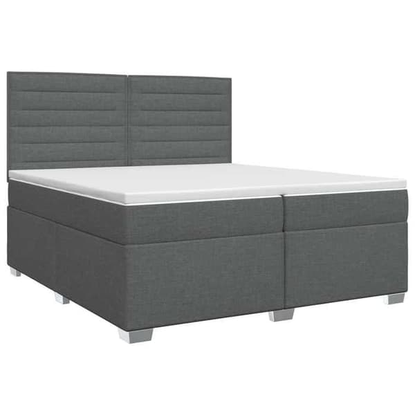 Maison Exclusive - Boxspring seng med madras Mørkegrå 200 x 200 cm Stof Mörkgrå