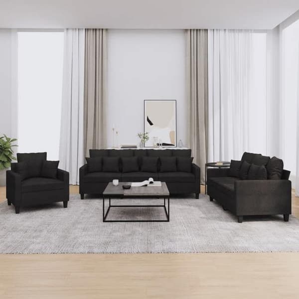Maison Exclusive - Sæt af 3 sofaer med sorte stofpuder