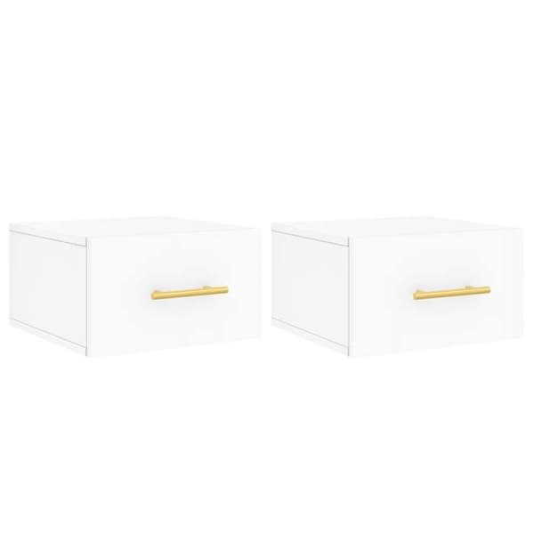 Väggmonterad sängbord - Exklusivt Hem - Set om 2 - Vit - 35 x 35 x 20 cm Vit