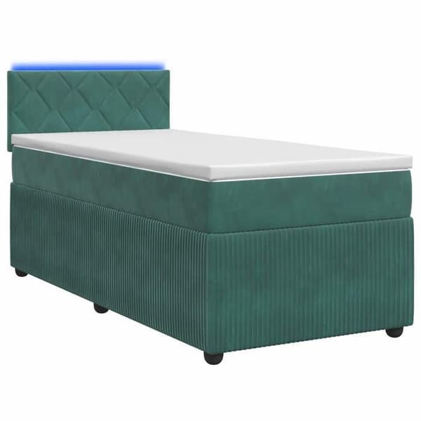 Maison Exclusive - Boxspring säng med mörkgrön madrass 90 x 190 cm Sammet