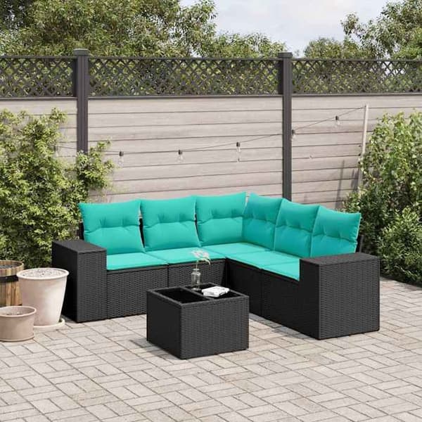Havemøbel sæt - MAISON EXCLUSIVE - 6 dele - Sort PE rattan - Modulær - Tempereret glas bordplade Svart