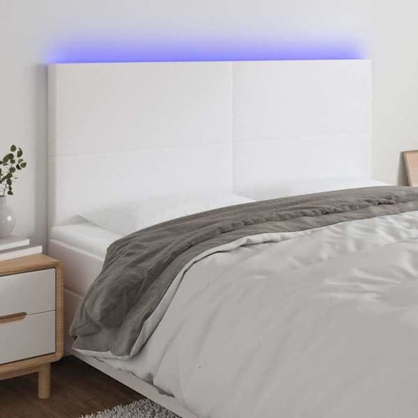 Maison Exclusive - LED Hovedgærde Hvid 160x5x118/128 cm Simililæder Vit
