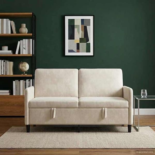 Maison Exclusive - Soffa med förvaring 2 platser Kräm 152 x 78 x 87 cm Polyester Grädde