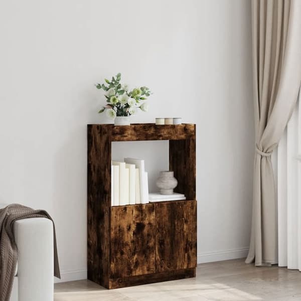 Maison Exclusive - Buffé hög ek rökt 63x33x100 cm ingenjörsträ