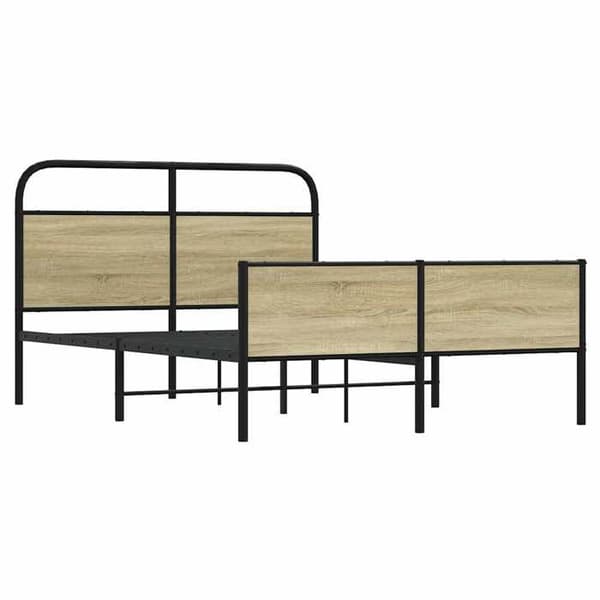 Sengestel - EKSKLUSIV HUS - 120x200 cm - Sonoma eg - Robust stål - Lamelseng Sonoma ek