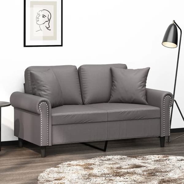 Maison Exclusive - 2-personers sofa med grå puder 120 cm i kunstlæder