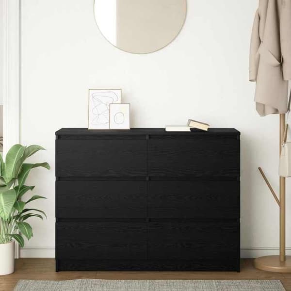 Maison Exclusive - Buffet i sort egetræ 100x35x76 cm i ingeniørtræ svart ek