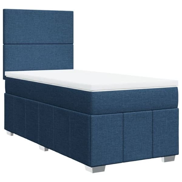 Maison Exclusive - sängbotten med madrass Blå 100x200 cm Tyg