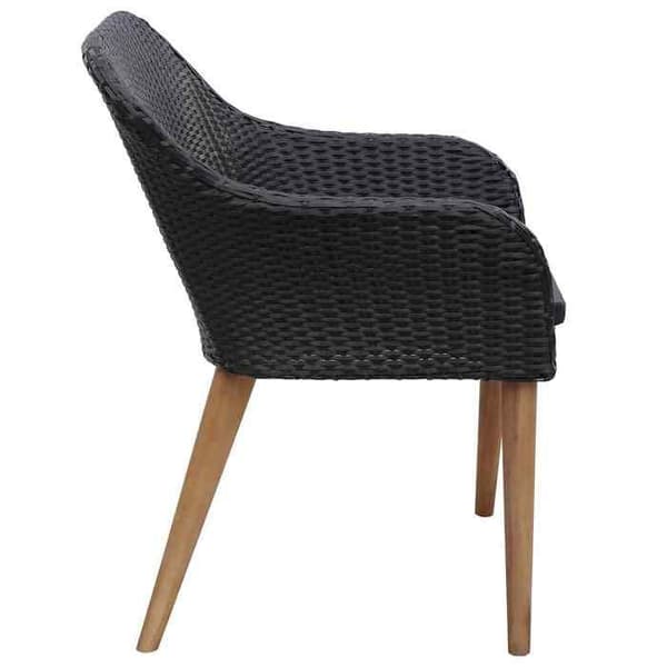 Maison Exclusive - Utomhusstolar set om 2 med kuddar, flätad resin, svart Svart