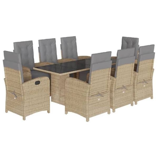 Maison Exclusive - Puutarhakalusteryhmä ja tyynyt 9 kpl beige Polyrottinki