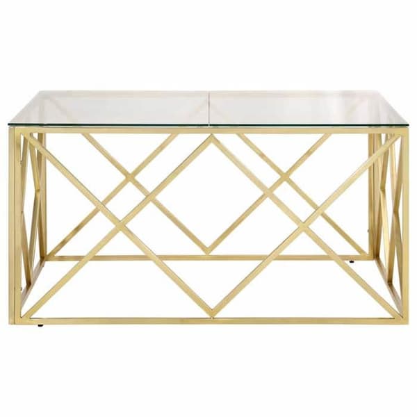 Bord - EKSKLUSIV HUS - Hærdet glas - Rustfrit stål - Guld - Nem vedligeholdelse gyllene