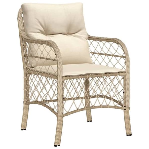 Maison Exclusive - Trädgårdsset med 5 delar i beige polyrotting med kuddar